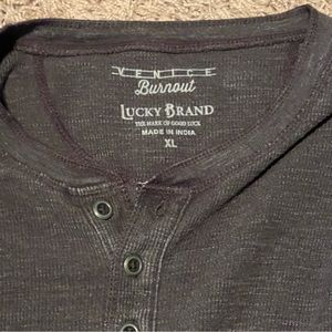 Lucky Brand Venice Burnout Black/charcoal gray Long Sleeve Henley XL